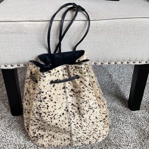 Leather calf hair handbag